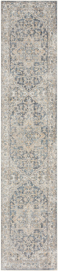 Astra Machine Washable Grey Blue Vintage Polyester Area Rug