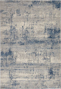 Rustic Textures Ivory Blue Modern Polypropylene Area Rug