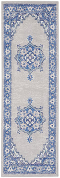 Whimsicle Grey Blue Farmhouse Polypropylene Area Rug