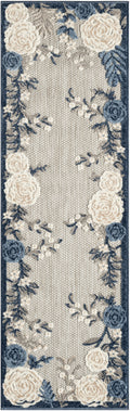 Aloha Blue Grey Outdoor Polypropylene Area Rug