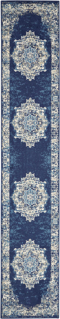 Grafix Navy Blue Vintage Polypropylene Area Rug