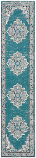Passion Turquoise Grey Bohemian Polypropylene Area Rug
