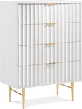 Malvern White Wood Veneer And Stainless Steel Base Chest