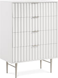 Malvern White Wood Veneer And Stainless Steel Base Chest