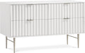 Malvern White Wood Veneer And Stainless Steel Base Dresser