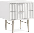 Malvern 22.5" White Wood Veneer And Stainless Steel Base Nightstand