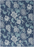 Garden Oasis Navy Tropical Polypropylene Area Rug