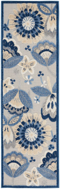 Aloha Blue Grey Contemporary Polypropylene Area Rug