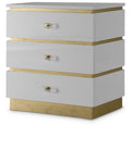 Evadine White Lacquer Finish And Metal Side Table