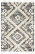 Oslo Shag Grey Ivory Shag Polypropylene Area Rug