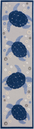 Aloha Navy Blue Coastal, Nautical & Beach Polypropylene Area Rug