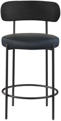 Bernice Vegan Leather And Boucle Fabric Upholstered Counter Stool