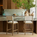 Bayonne Linen Textured Performance Fabric Upholstered Counter Stool