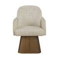 Lucerne Linen Textured Fabric Upholstered Swivel Dining Arm Chair