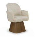 Lucerne Linen Textured Fabric Upholstered Swivel Dining Arm Chair