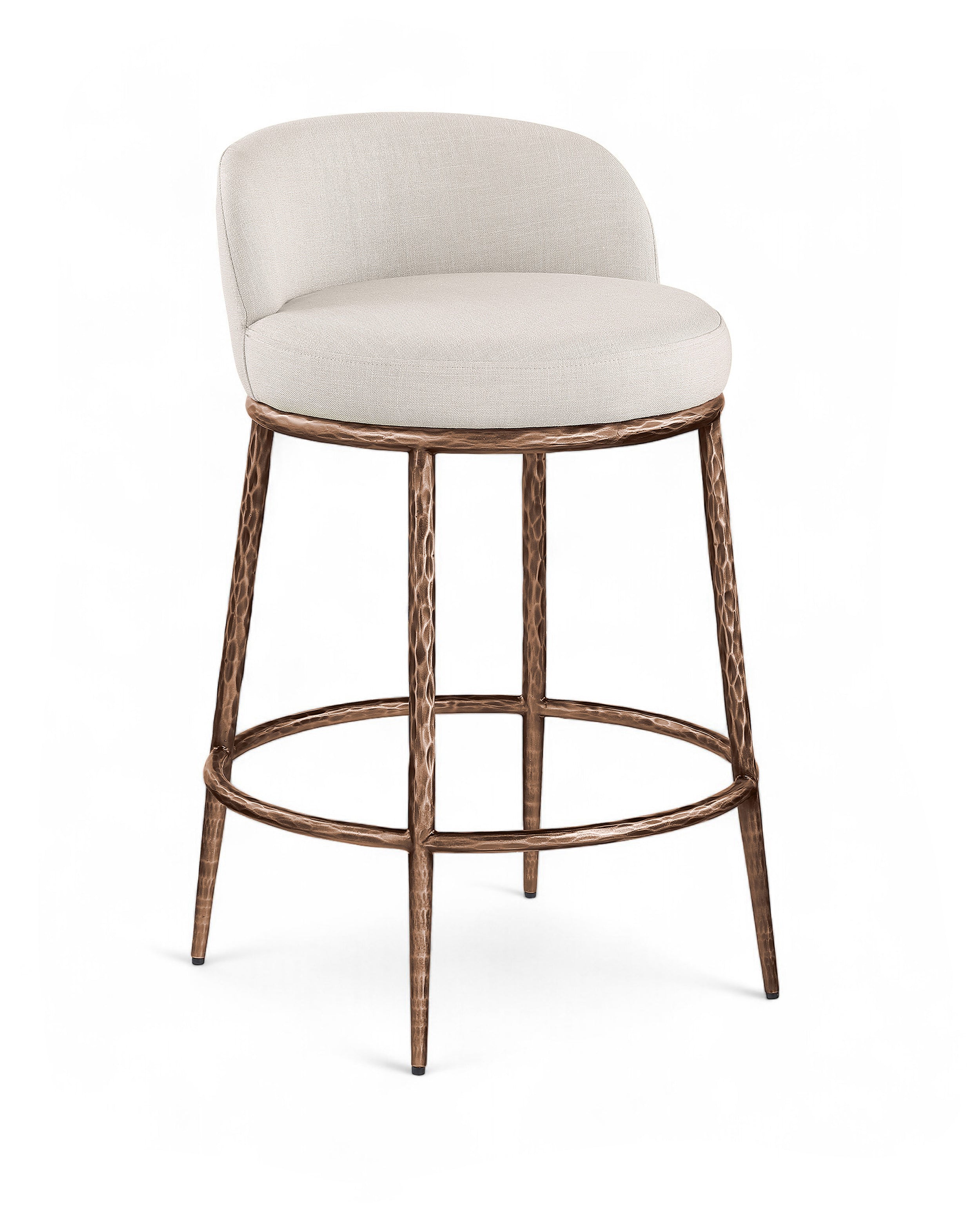 Faye Linen Textured Performance Fabric Upholstered Counter Stool