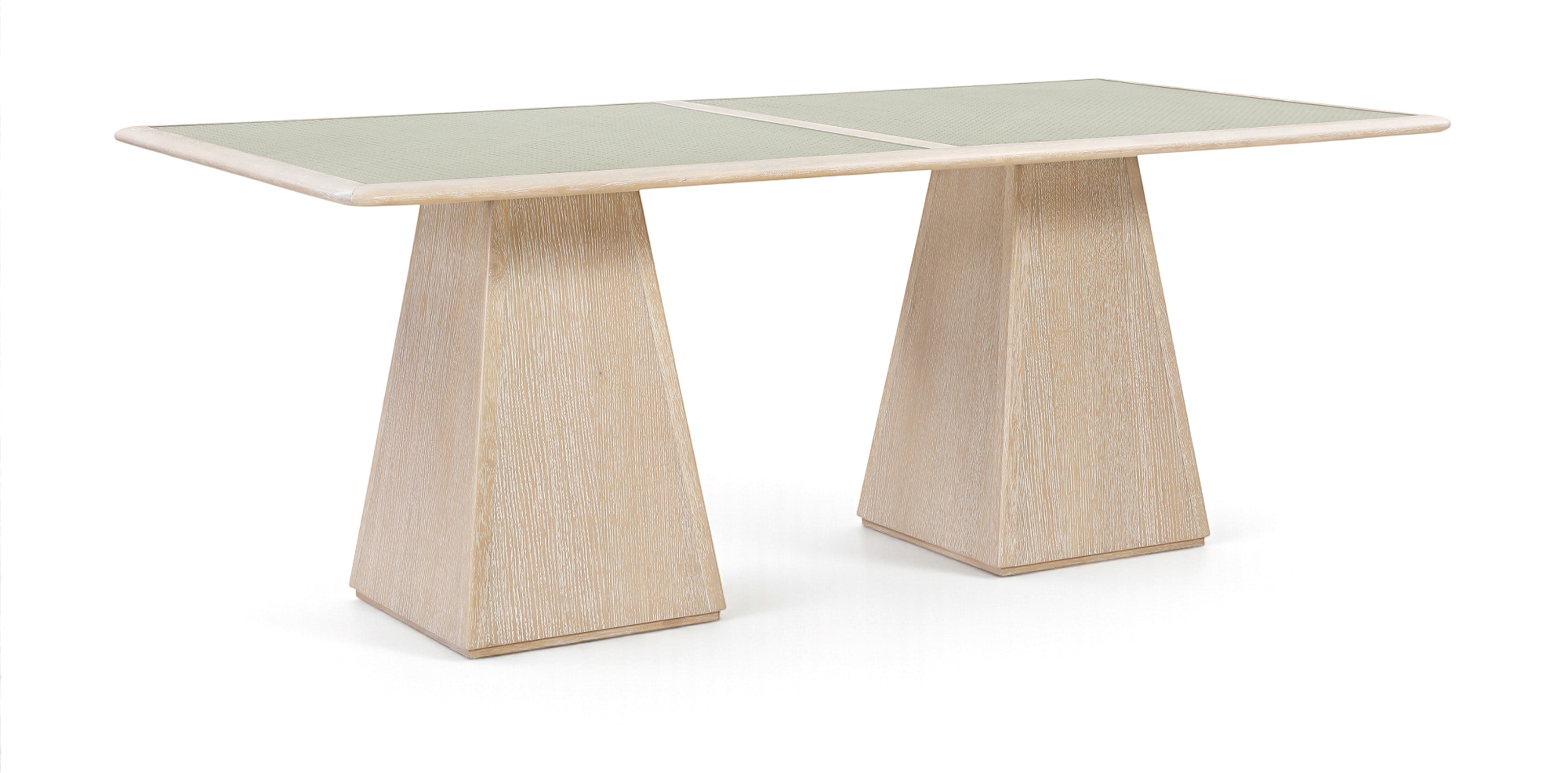 Augustine 78" Natural Glass And Cane Top With Solid Wood Base Dining Table