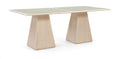 Augustine 78" Natural Glass And Cane Top With Solid Wood Base Dining Table