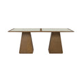 Augustine 78" Brown Glass And Cane Top With Solid Wood Base Dining Table