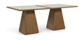 Augustine 78" Brown Glass And Cane Top With Solid Wood Base Dining Table