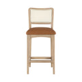 Augustine Cane Back And Vegan Leather Upholstered Seat Counter Stool