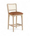 Augustine Cane Back And Vegan Leather Upholstered Seat Counter Stool