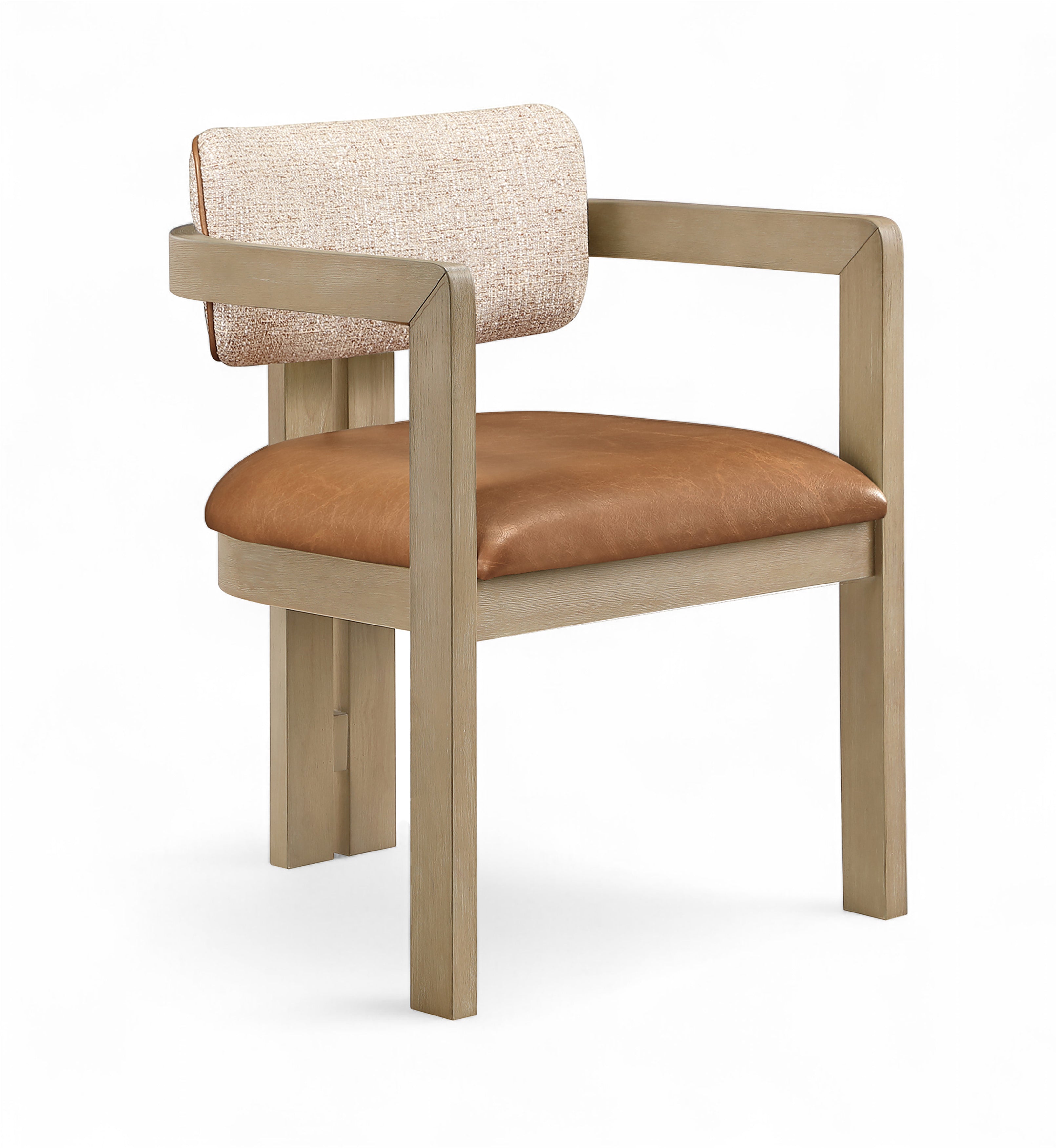 Pippa Vegan Leather and Linen Textured Fabric Upholstered Dining Chair