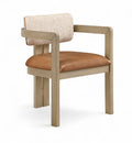 Pippa Vegan Leather and Linen Textured Fabric Upholstered Dining Chair