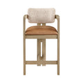 Pippa Vegan Leather and Linen Textured Fabric Upholstered Counter Stool