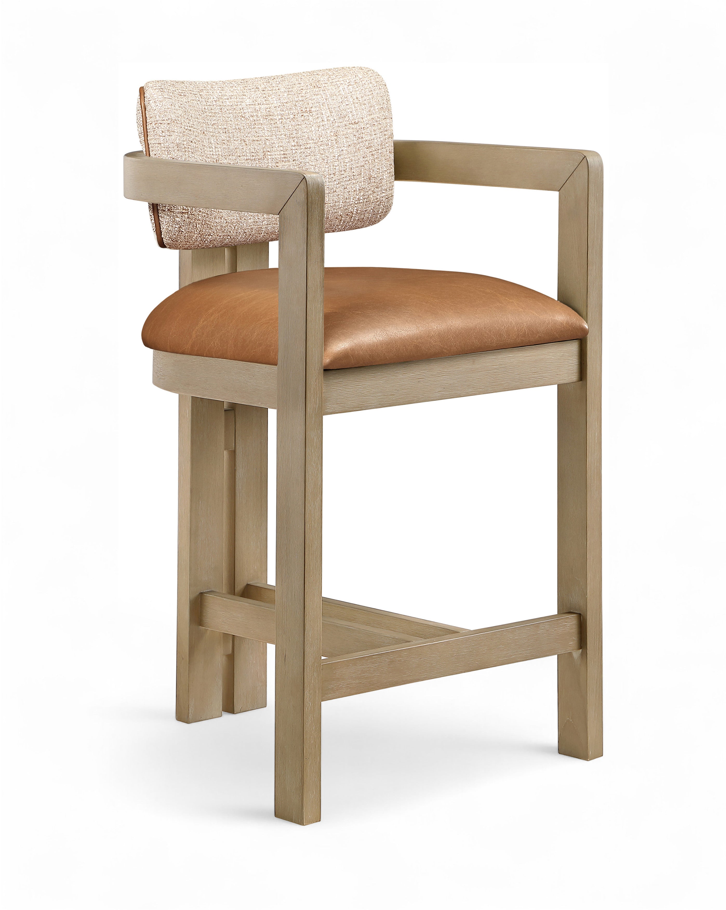 Pippa Vegan Leather and Linen Textured Fabric Upholstered Counter Stool