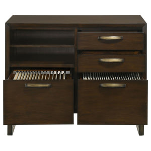 Marshall 4-drawer File Cabinet in Dark Walnut and Gunmetal