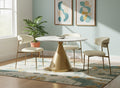 Etienne 48" White Genuine Marble Top And Steel Base Dining Table