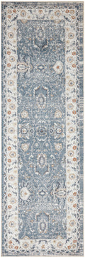 Astra Machine Washable Blue Vintage Polyester Area Rug