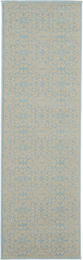 Jubilant Ivory Light Blue Farmhouse Polypropylene Area Rug