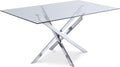Willa 60" Chrome Glass Top And Steel Base Dining Table