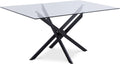 Willa 60" Black Glass Top And Steel Base Dining Table