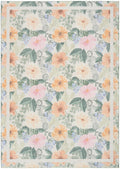 Botanical Washables Ivory Multicolor Farmhouse Polyester Area Rug