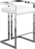 Fabiola White Vegan Leather Upholstered Counter Stool