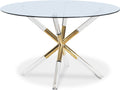 Lumina 48" Gold Glass Top, Acrylic And Metal Base Dining Table