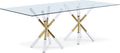 Lumina 84" Gold Glass Top, Acrylic And Metal Base Dining Table