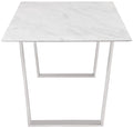 Chambery 64" White Marble Veneer Top And Steel Base Dining Table