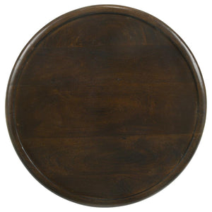 Krish 18-inch Round Accent Table in Dark Brown