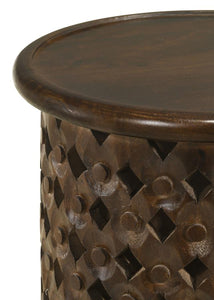 Krish 24-inch Round Accent Table in Dark Brown