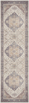 Vintage Washables Ivory Purple Vintage Polyester Area Rug