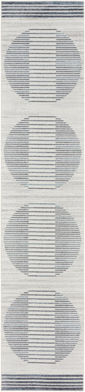 Astra Machine Washable Ivory Blue Mid-Century Modern Polyester Area Rug