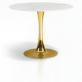 Hastings 36" Gold Marble Veneer Top And Metal Base Dining Table (3 Boxes)