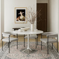 Hastings 36" Chrome Marble Veneer Top And Metal Base Dining Table (3 Boxes)