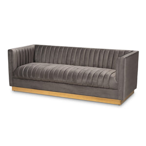 Aveline Luxe Grey Velvet Sofa