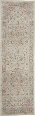 Tranquil Ivory Pink Vintage Polypropylene Area Rug