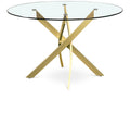 Willa 48" Gold Glass Top And Iron Base Round Dining Table